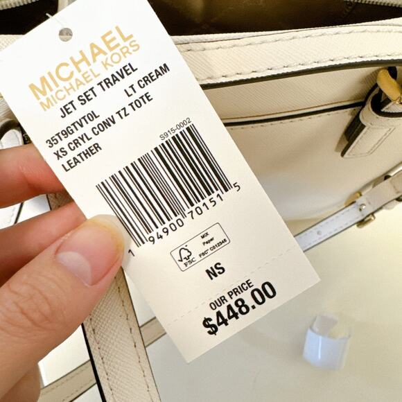 Michael Kors 35T9GTVT0L Jet Set Travel Extra-Small Saffiano Leather IN CREAM - Picture 6 of 6